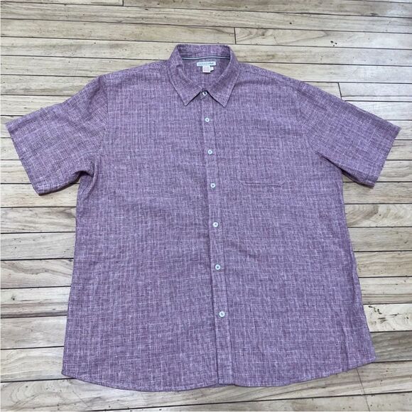 Carbon 2 Cobalt Linen Shirt Men L Light Red Pocket Button Up Casual Summer Large - Picture 14 of 16